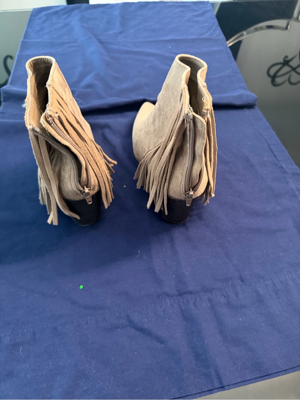 Candie's Taupe Fringe Pointed-Toe Ankle Booties - Picture 3 of 5